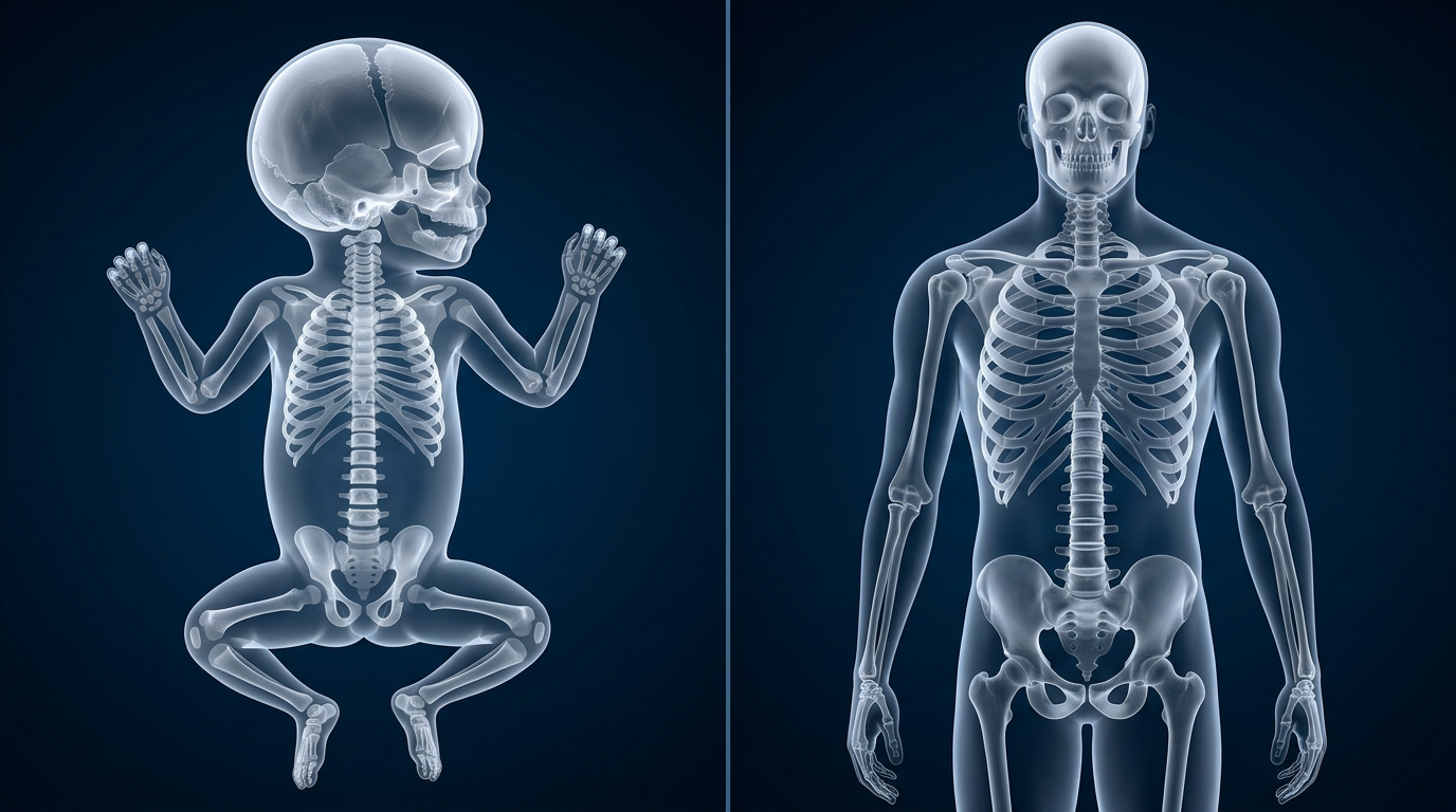 🦴 De ce au bebelușii mai multe oase decât adulții? 300 de fragmente osoase se topesc într-un singur schelet puternic. Explicația uimitoare a unui mecanism perfect adaptat creșterii
