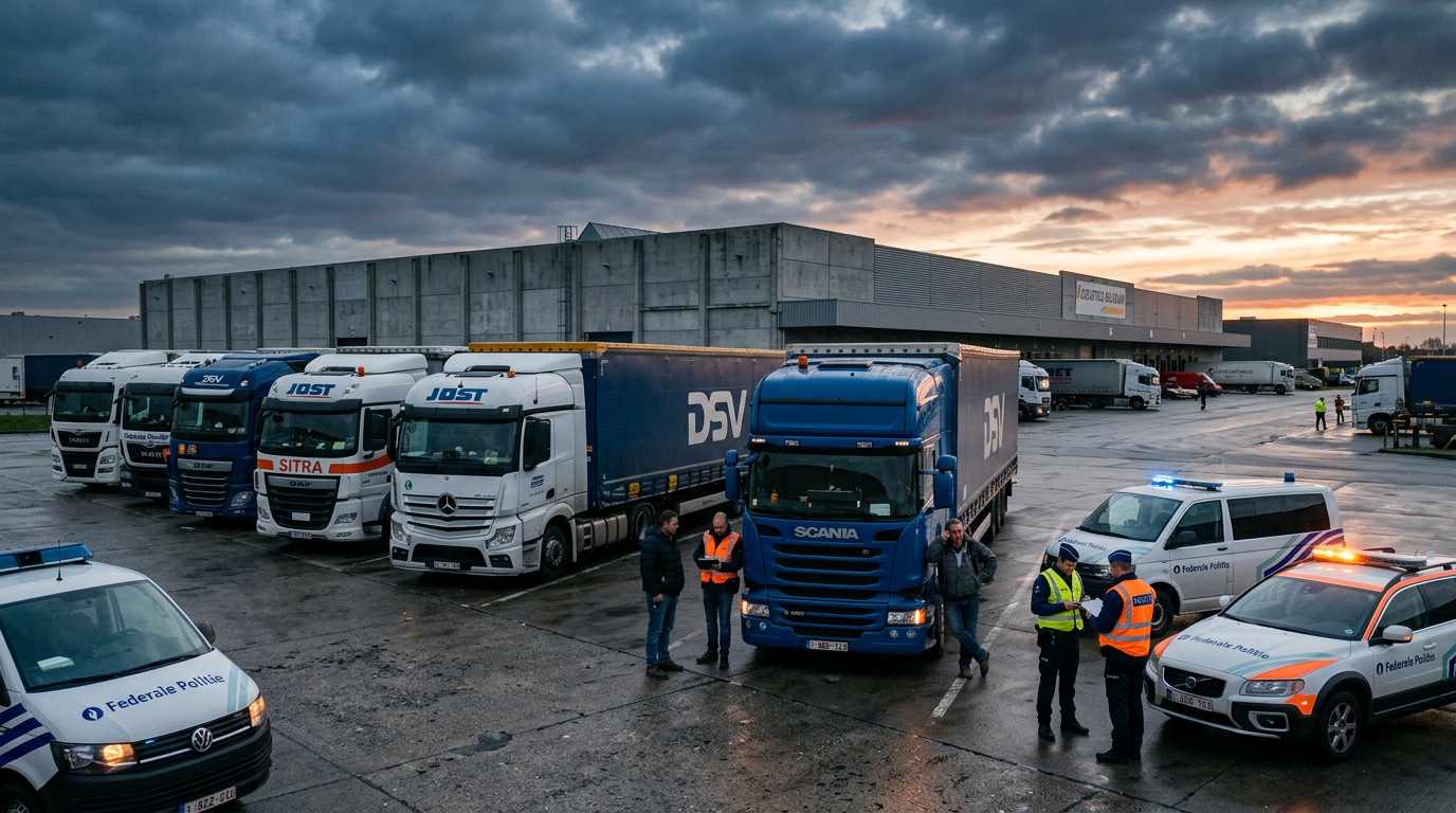 🇧🇪 28 camion sequestrati a un’azienda di trasporto rumena a Kortenberg. L’indagine riguarda le condizioni di lavoro e il possibile sfruttamento dei conducenti