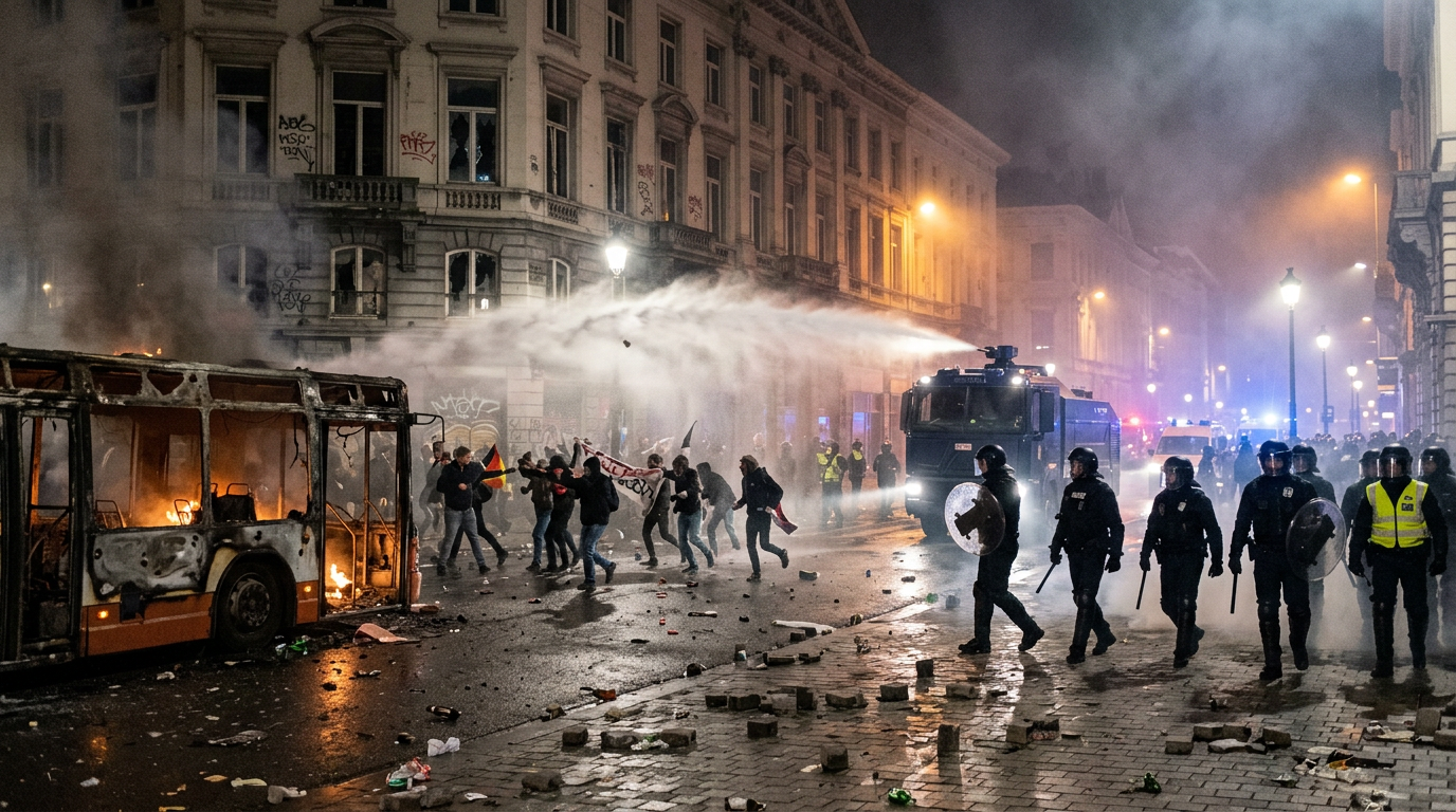 🇧🇪 Disturbios en Bruselas tras la manifestación nacional: 21 personas a disposición judicial, 17 de ellas menores